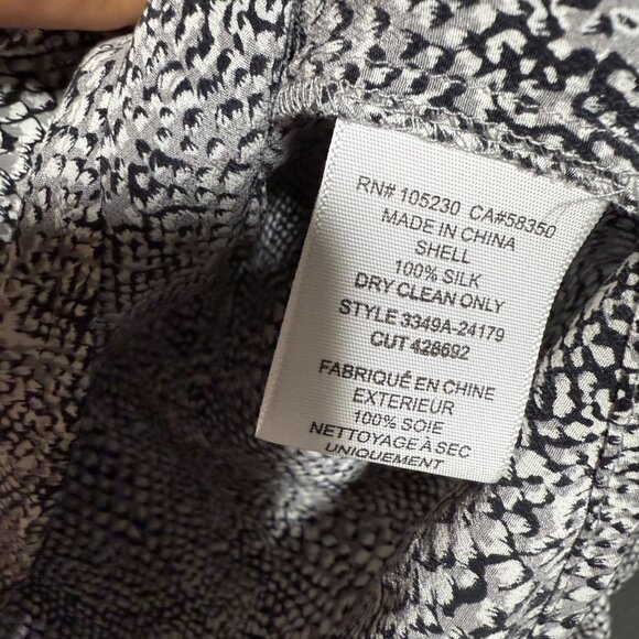 Joie 100% Silk Snakeskin Print Python Blouse Top Women's Medium Gray Black - Picture 9 of 10